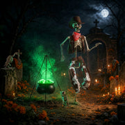 Yescom 5.6Ft Halloween Skeleton Set - Cowboy & Lighted Witch Cauldron Image