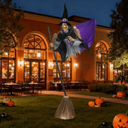 Yescom 9Ft Animated Flying Witch with Broom, Vulture & Owl Skeletons Image