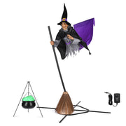 Yescom 9Ft Motion-Activated Flying Witch with Broom & Cauldron Image