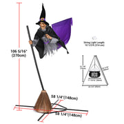 Yescom 9Ft Motion-Activated Flying Witch with Broom & Cauldron Image