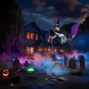 Yescom 9Ft Motion-Activated Flying Witch with Broom & Cauldron Image