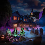 Yescom 9Ft Motion-Activated Flying Witch with Broom & Cauldron Image