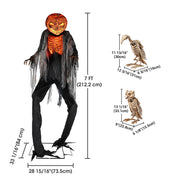 Yescom 7Ft Scary Animated Pumpkin Ghost & Vulture, Owl Skeletons Image