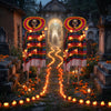 Yescom 5.6Ft Posable Halloween Skeleton with Marigold Fairy Lights