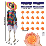 Yescom 5.6Ft Posable Halloween Skeletons & Marigold Light, Set of 2 Image
