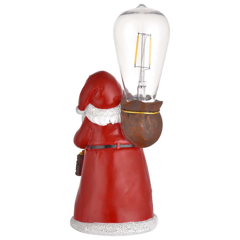 Yescom Set(2)Pre-lit Christmas Figurine Resin Santa Claus Carry Edison Bulb Image