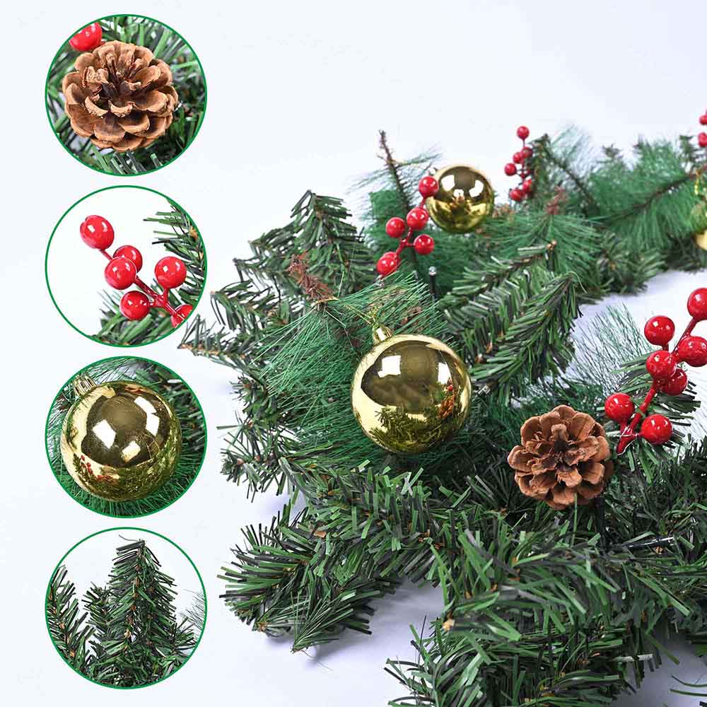 Yescom Pre-lit Christmas Pine Garland with Lights 9ft Battery Operated Image