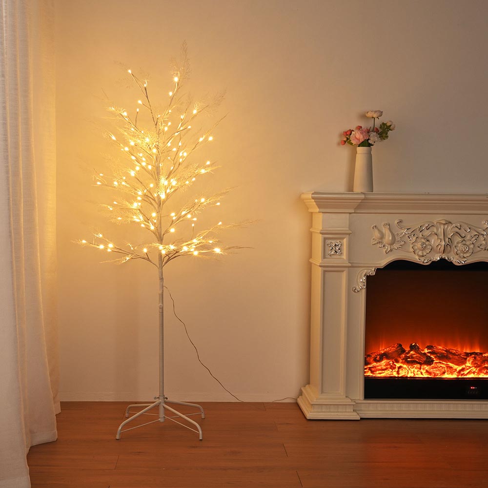 Yescom Lighted Twig Birch Tree Remote Control Christmas Decoration, 5ft Warm White Image