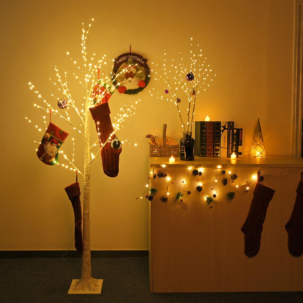 Yescom Lighted Twig Birch Tree Remote Control Christmas Decoration
