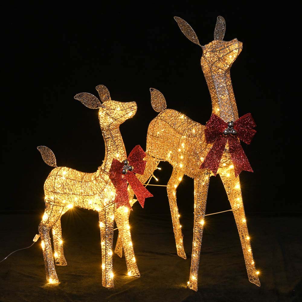 Yescom Outdoor Lighted Reindeer Family 2-piece(Doe & Fawn)