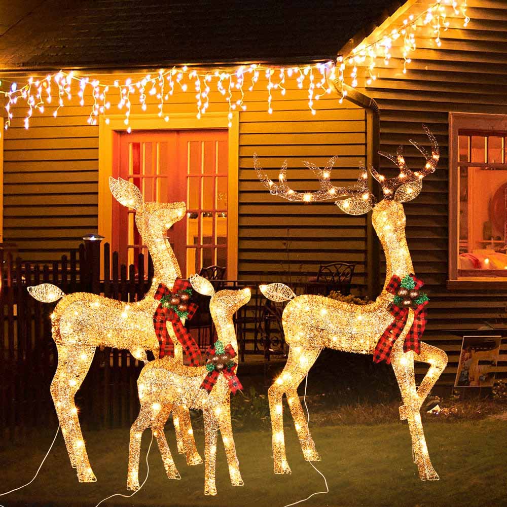 Yescom Outdoor Lighted Christmas Reindeer Family 3pcs