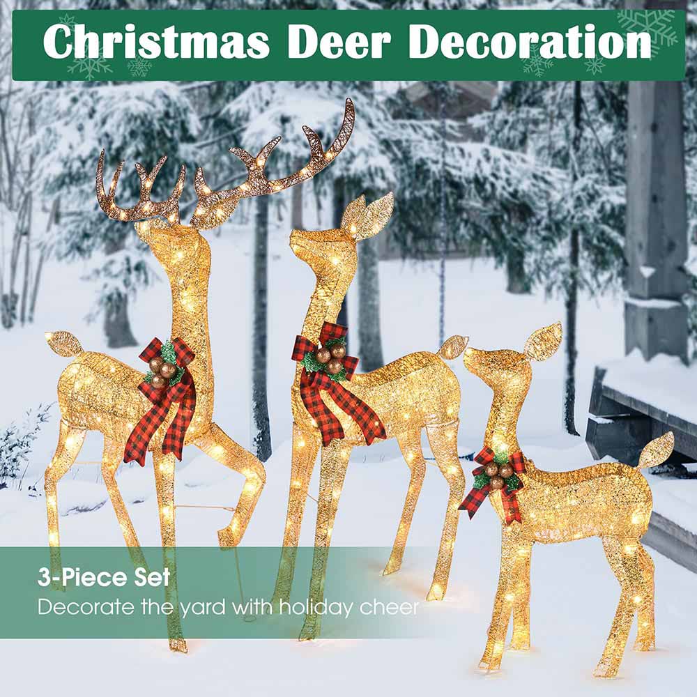 Yescom Outdoor Lighted Christmas Reindeer Family 3pcs Image