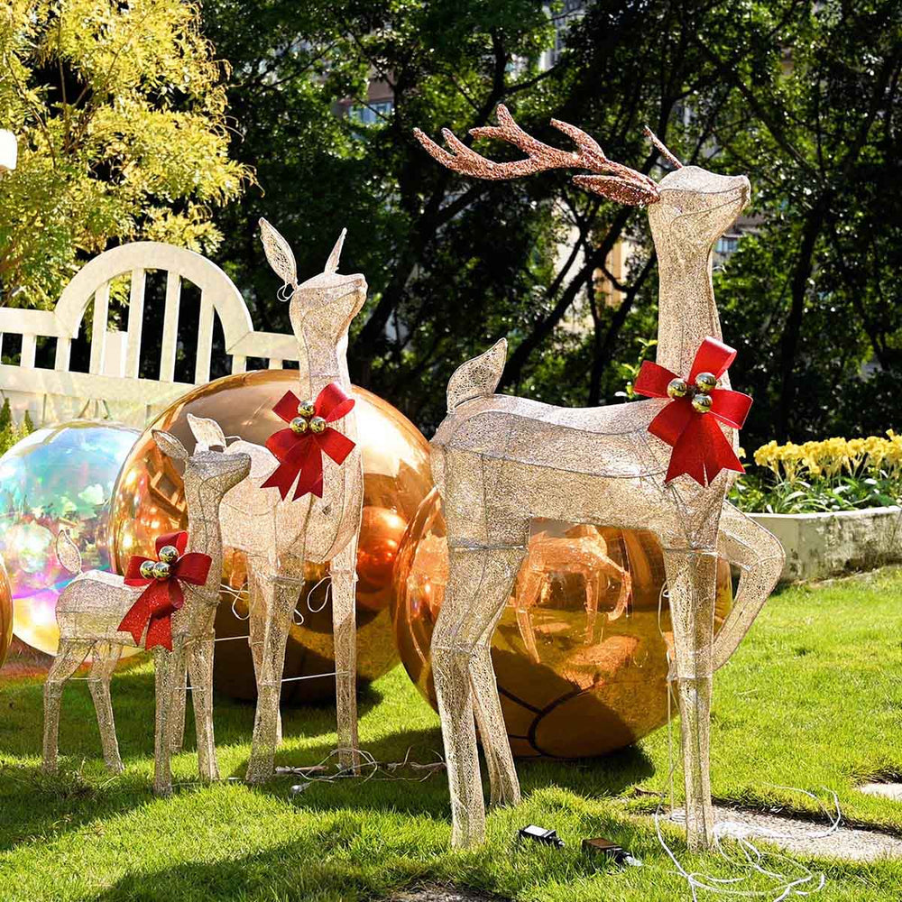 Yescom Outdoor Lighted Christmas Reindeer Family 3pcs Image
