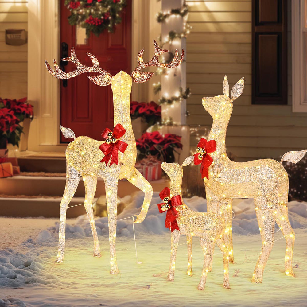 Yescom Outdoor Lighted Christmas Reindeer Family 3pcs Image