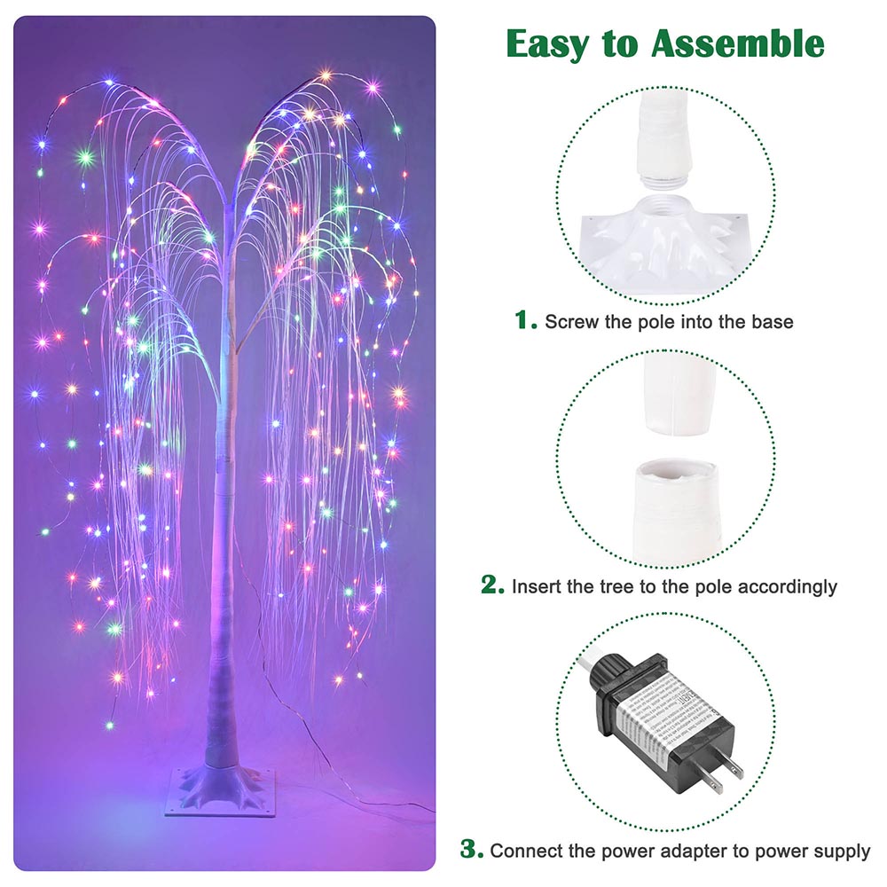 Yescom 5 Ft Lighted Willow Tree 216 LEDs Color Changing Christmas Decor
