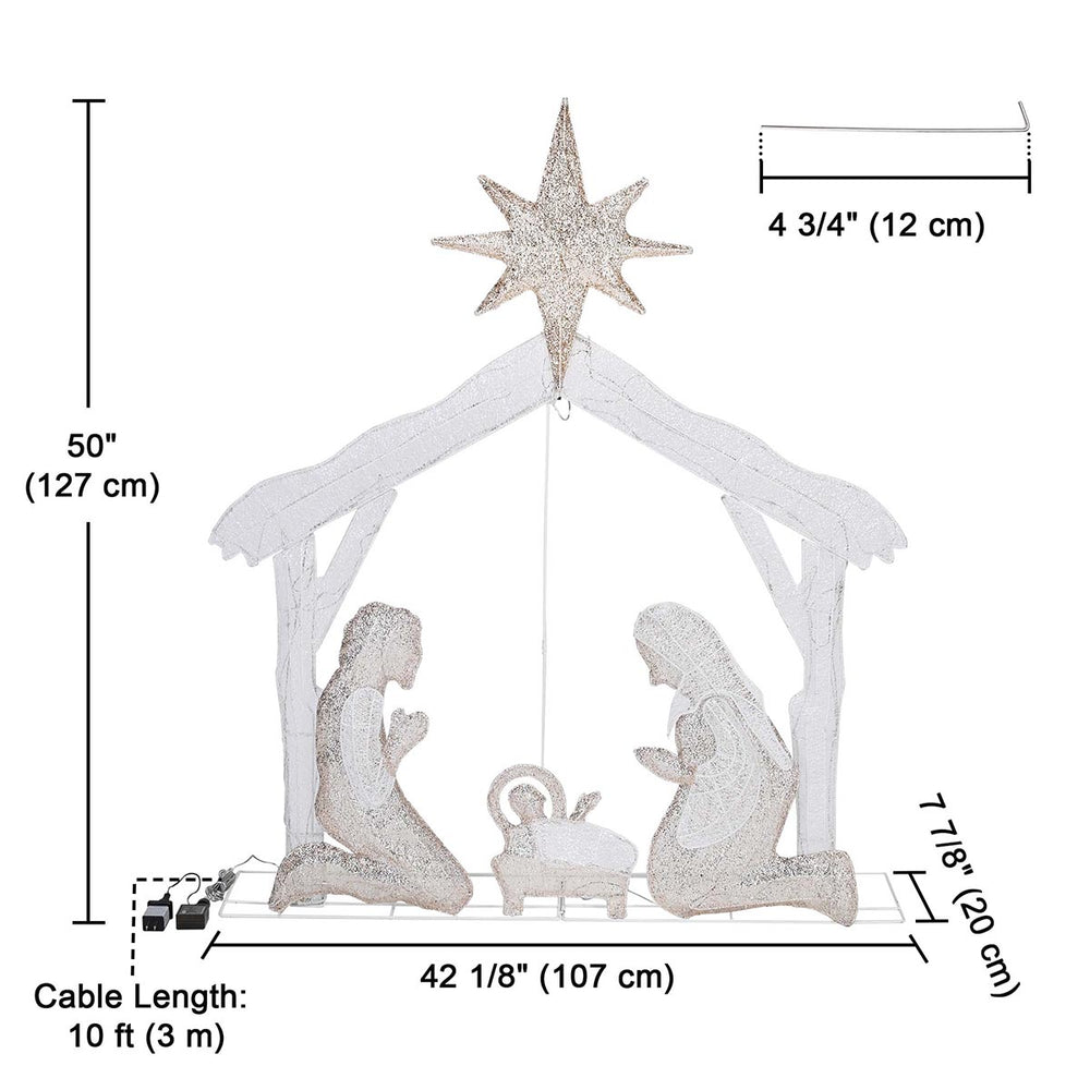 Yescom Pre-Lit Nativity Scene Xmas Decoration Holy Family 4ft 108 LEDs Image