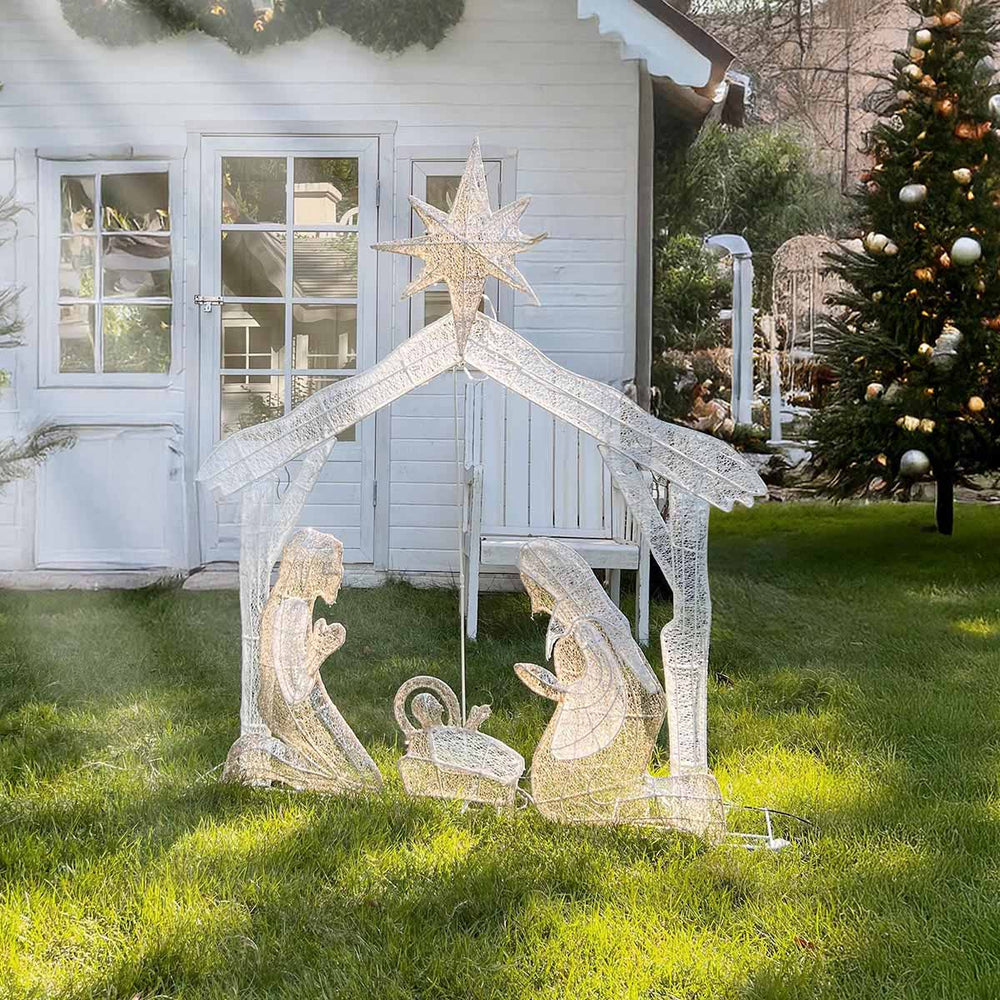 Yescom Pre-Lit Nativity Scene Xmas Decoration Holy Family 4ft 108 LEDs Image