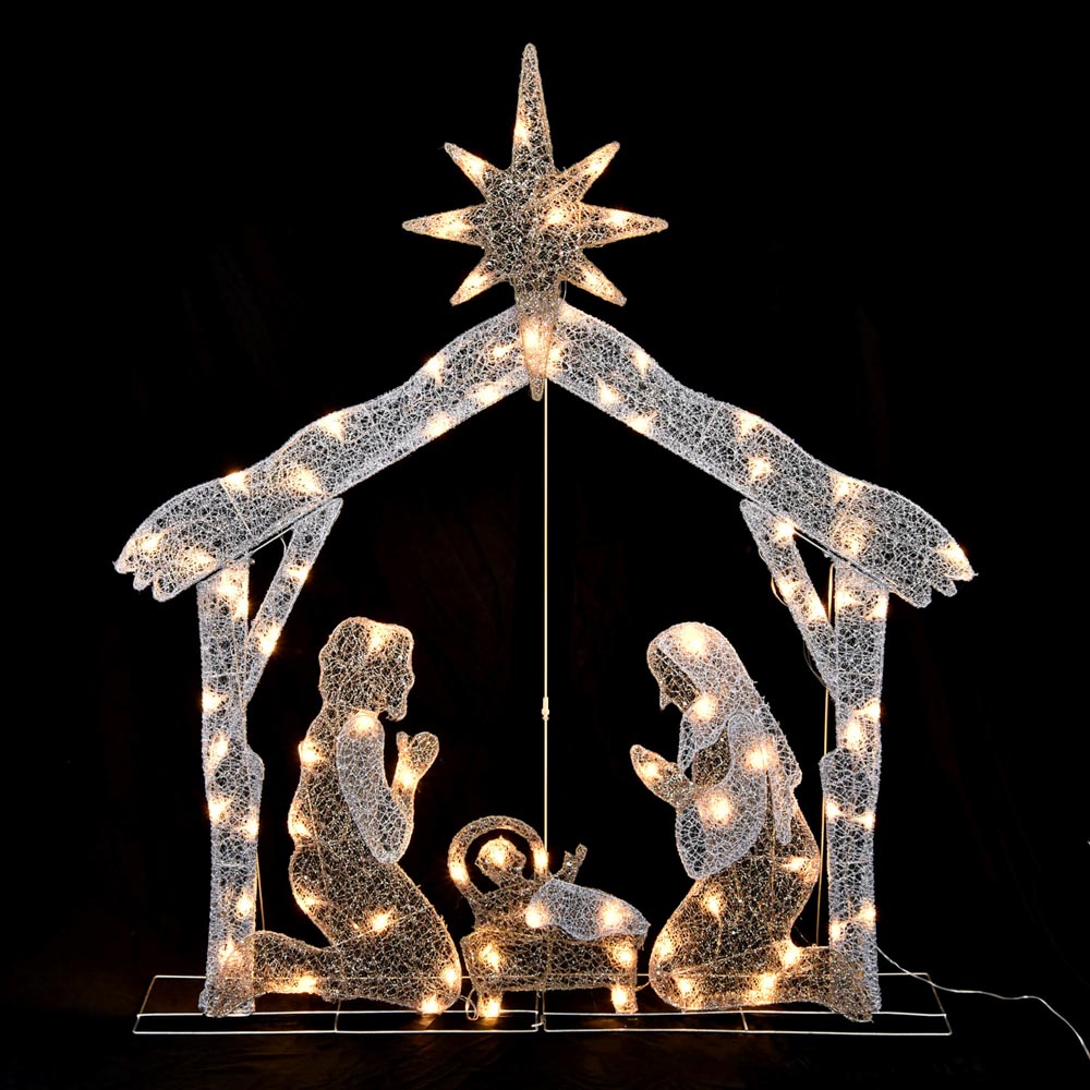Yescom Pre-Lit Nativity Scene Xmas Decoration Holy Family 4ft 80 LEDs Image