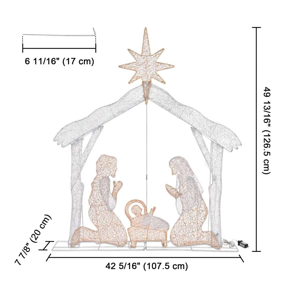 Yescom Pre-Lit Nativity Scene Xmas Decoration Holy Family 4ft 80 LEDs Image