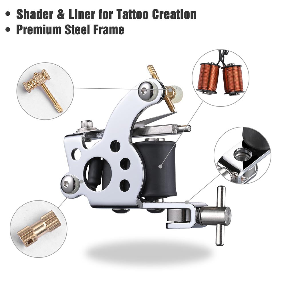 Yescom 2 Tattoo Guns Machine Kit w/ LCD Power Supply 40 Color Inks & Case Image
