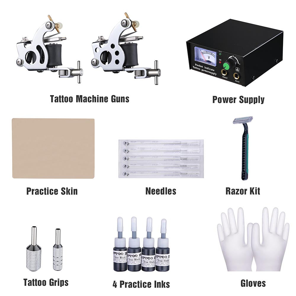 Yescom 2 Tattoo Machine Kit w/ Power Supply 4 Inks Image