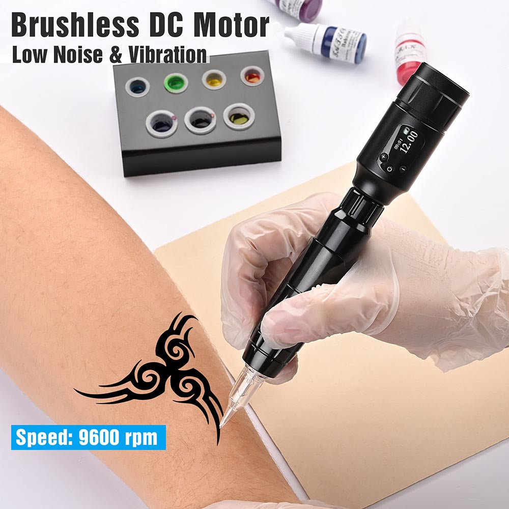 Yescom Rotary Tattoo Machine Kit 20 Inks 10-Needles Battery Operated Image