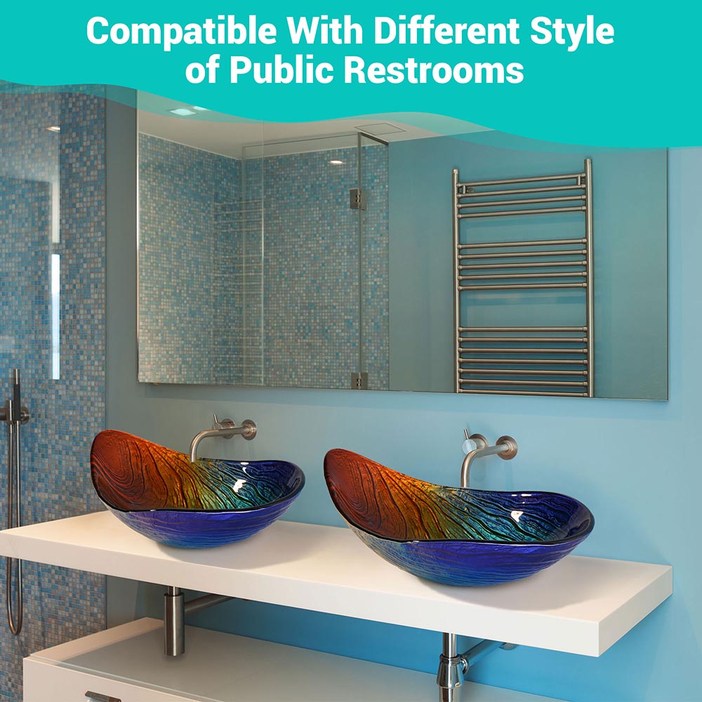Yescom Teardrop-Shaped Tempered Glass Bathroom Vanity Sink 22x14" Image