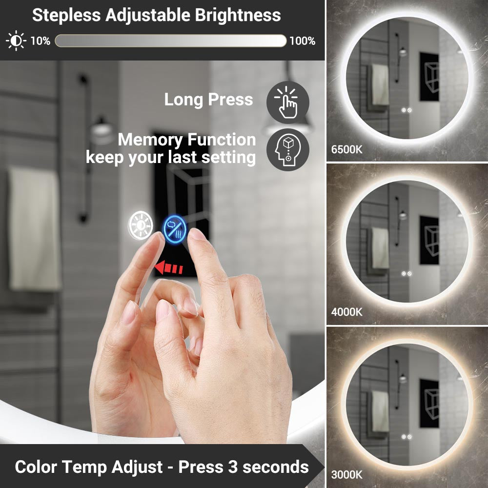 Yescom LED Bathroom Mirror Anti-Fog with Backlit Touch Switch Image
