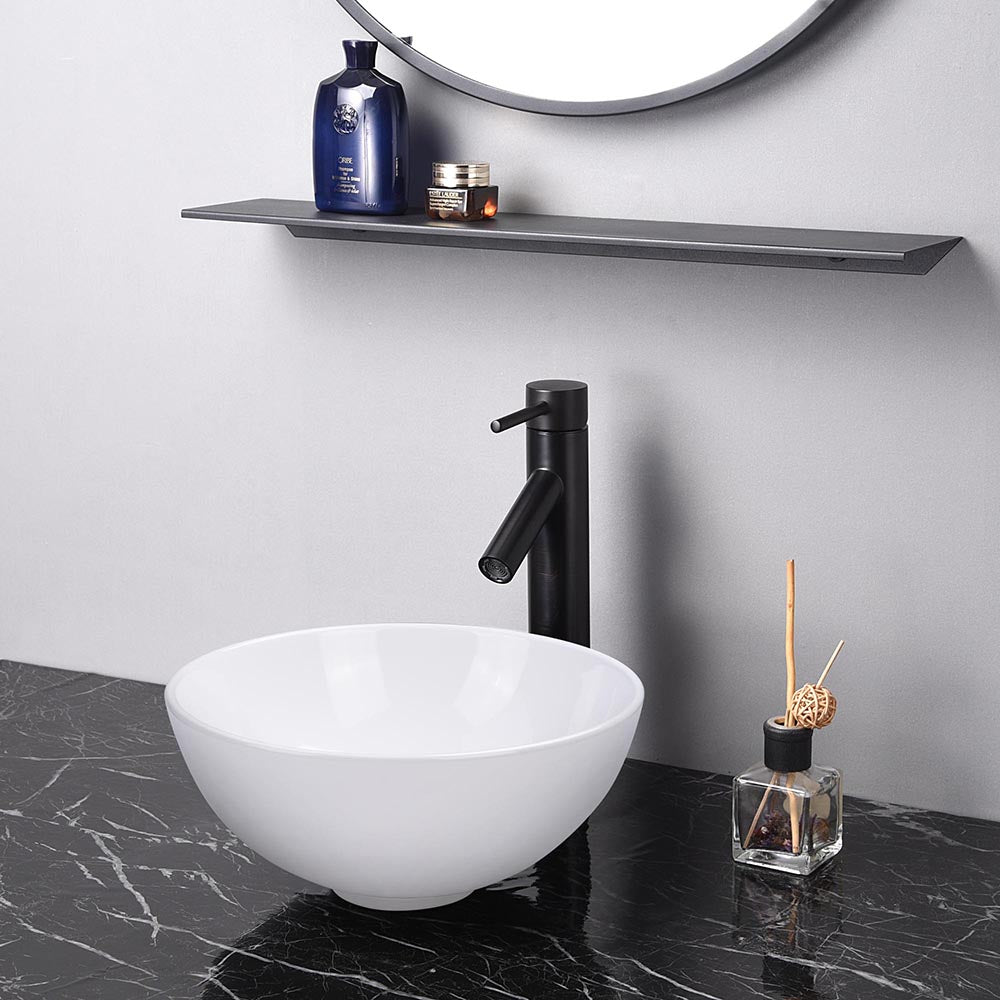 Aquaterior 12" Vessel Sink with Pop Up Drain for Small Bathroom