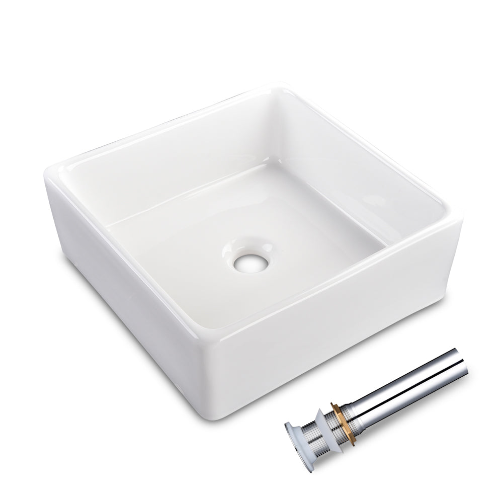 Yescom Square Bathroom Sink Above Counter w/ Drain & Tray 15" Image