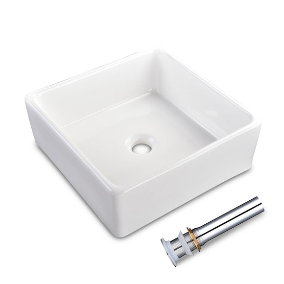 Yescom Square Bathroom Sink Above Counter w/ Drain & Tray 15