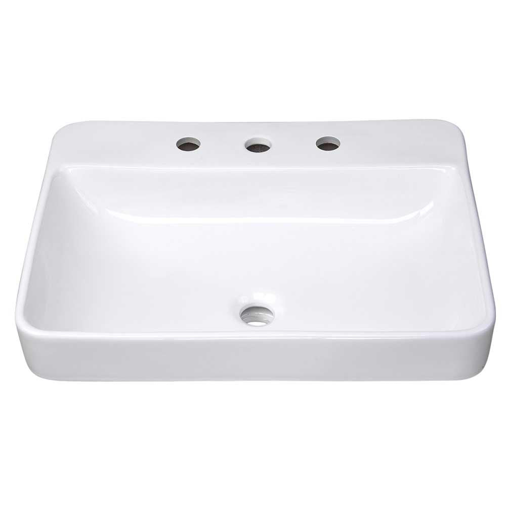 Yescom Porcelain Drop-in Sink Overflow w/ Drain 23x18 Image