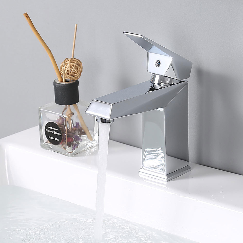 Yescom Bathroom Sink Faucet Square 1-Handle Cold & Hot, 7"H, Chrome Image