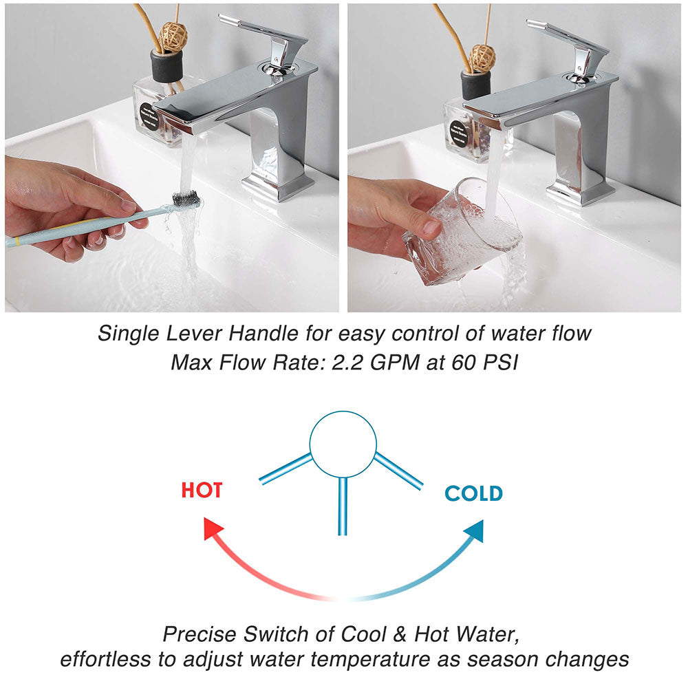 Yescom Bathroom Sink Faucet 1-Handle Cold & Hot, 6.7"H Image