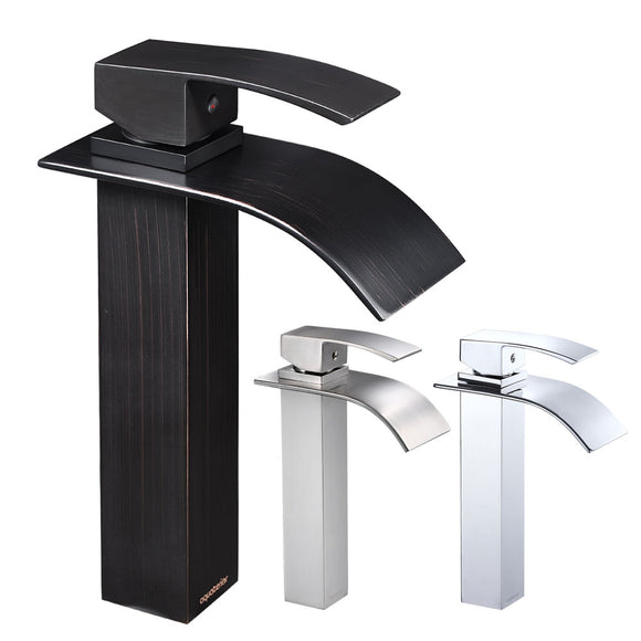 Yescom Waterfall Vessel Faucet Square 1-Handle Cold & Hot 10