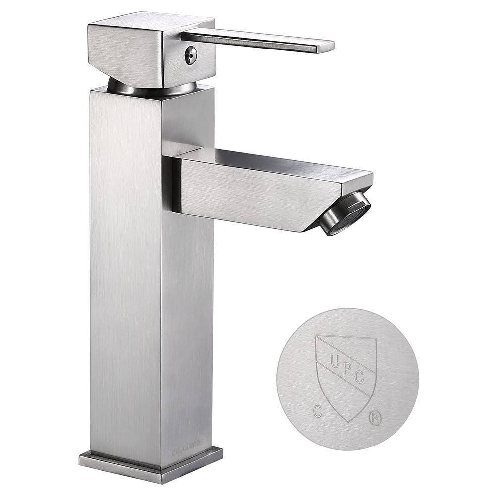 Yescom Bathroom Faucet Single Hole 1-Handle Cold & Hot 8"H, Brushed Nickel Image