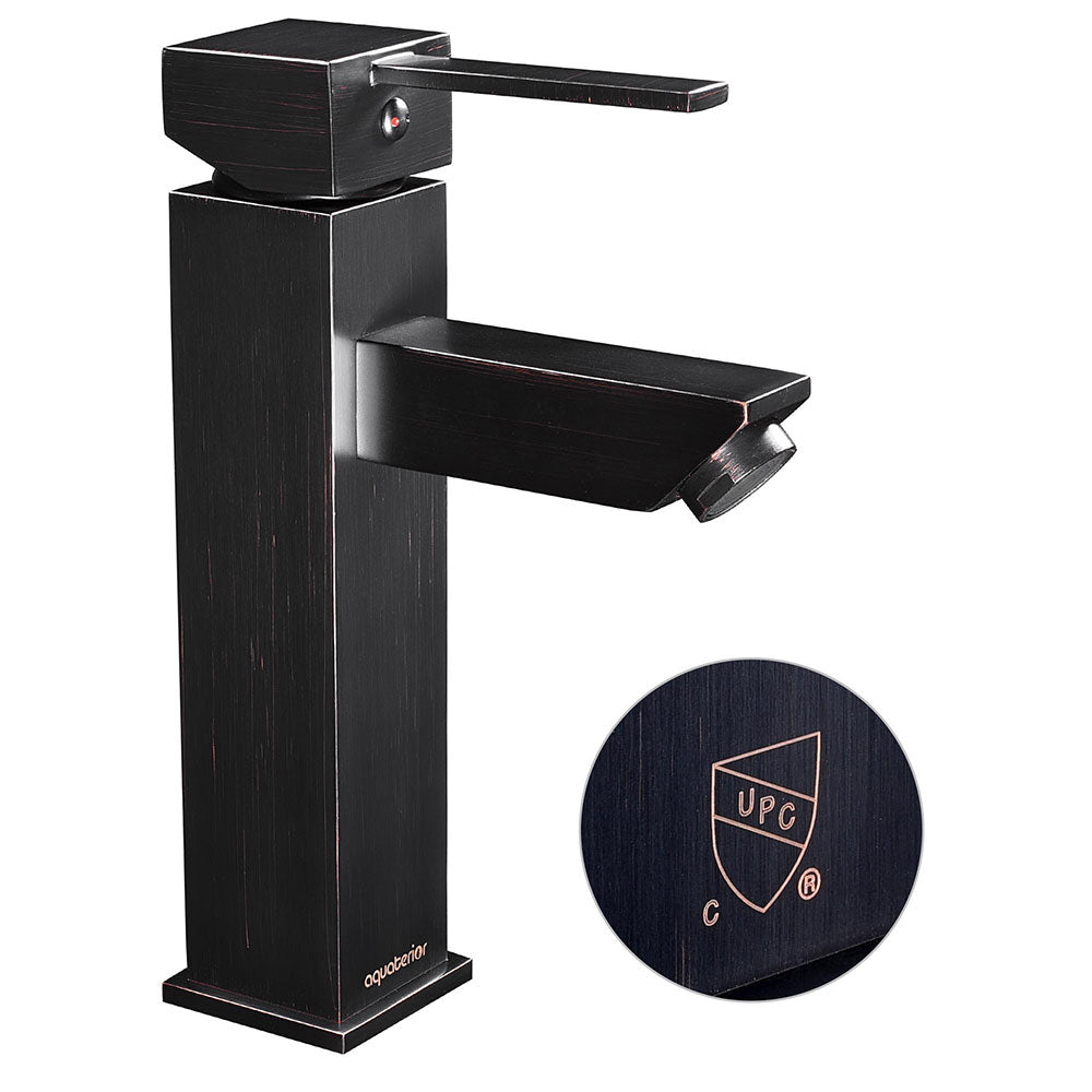 Yescom Bathroom Faucet Single Hole 1-Handle Cold & Hot 8"H, Oil Rubbed Bronze Image