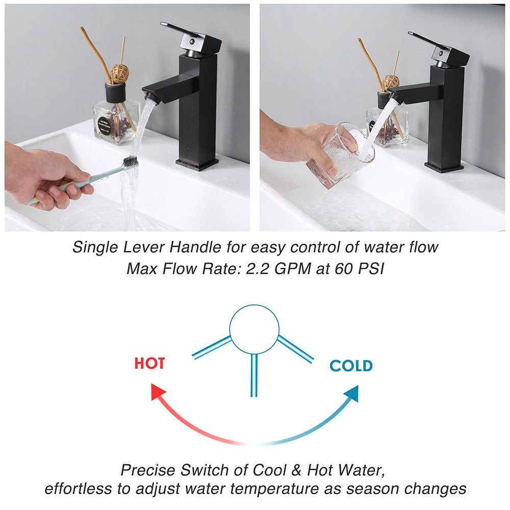 Yescom Bathroom Faucet Single Hole 1-Handle Cold & Hot 8"H Image