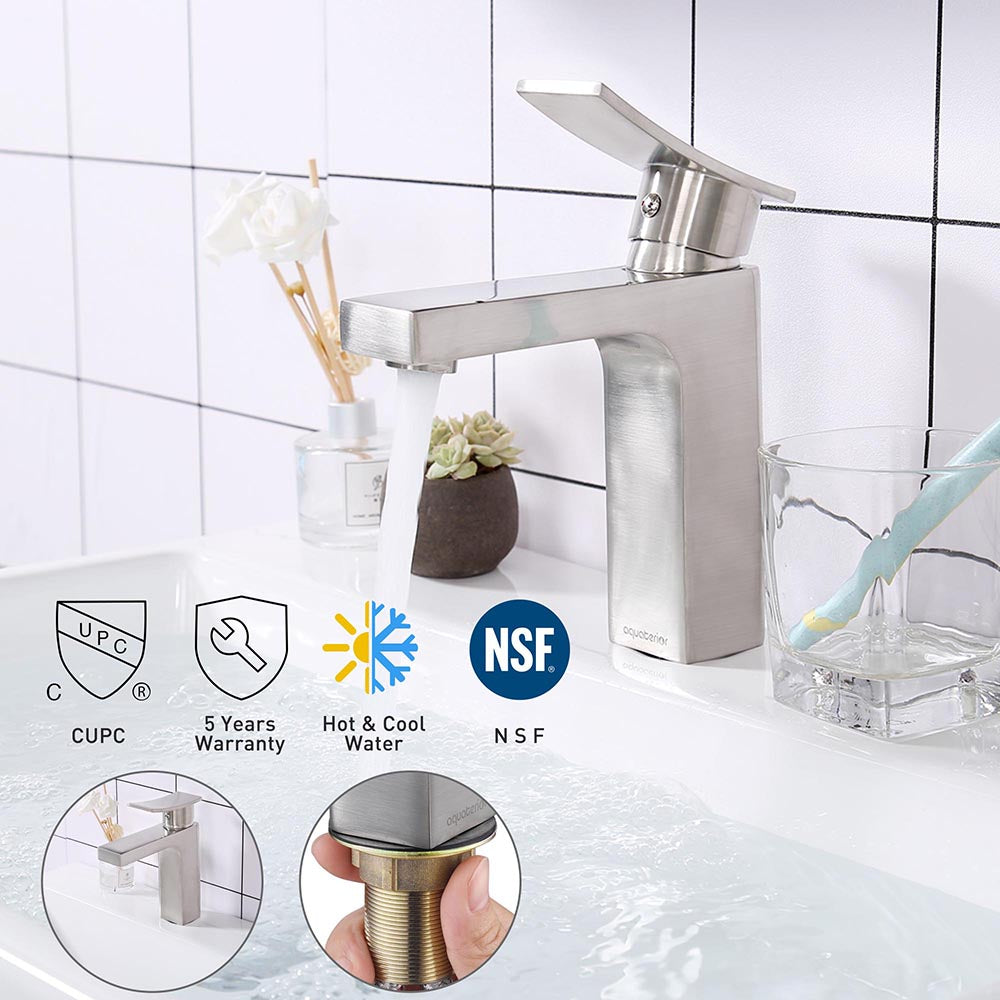 Yescom Bathroom Faucet Single Hole Square 1-Handle Cold Hot 7.5"H Image