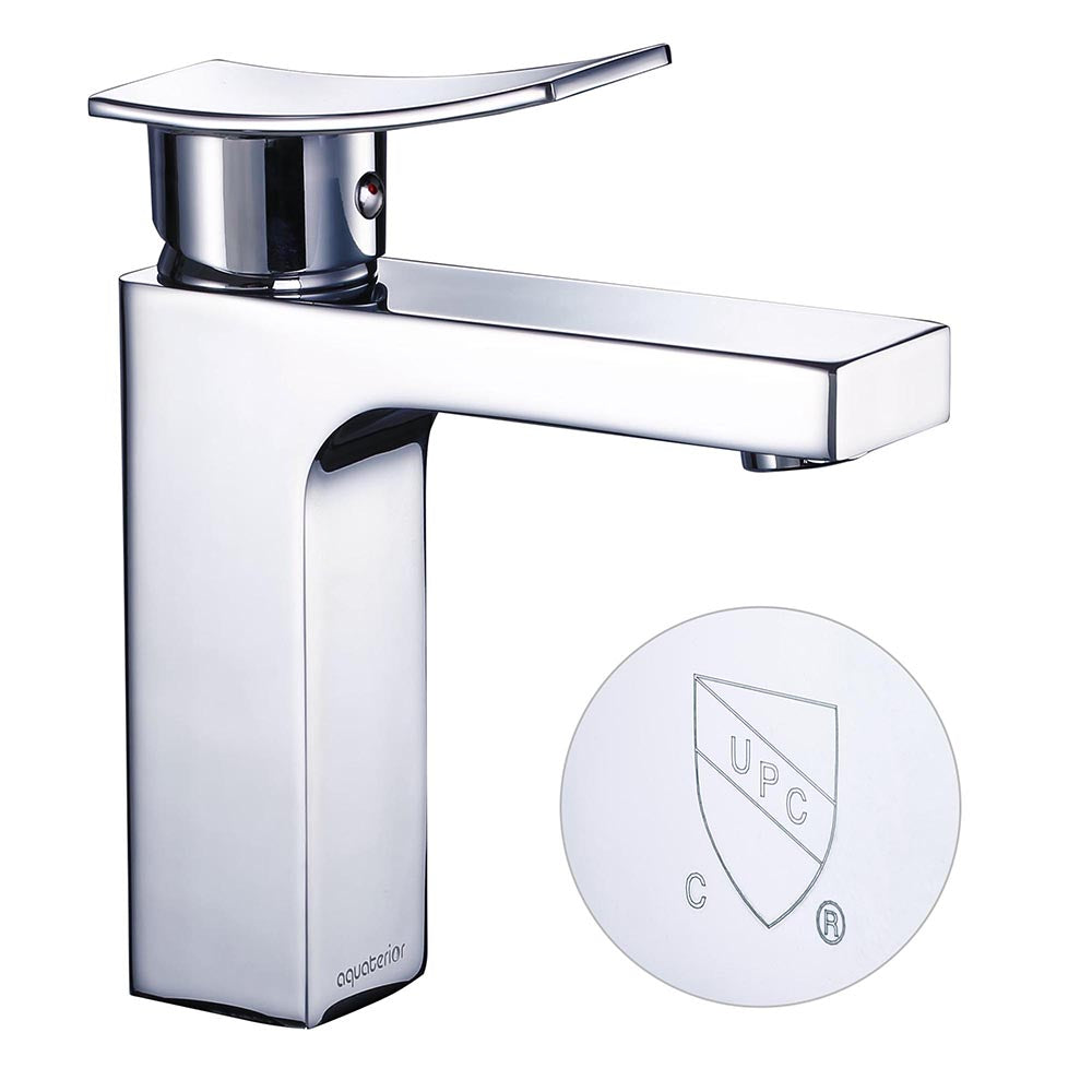 Yescom Bathroom Faucet Single Hole Square 1-Handle Cold Hot 7.5"H, Chrome Image