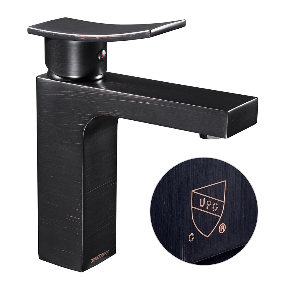 Yescom Bathroom Faucet Single Hole Square 1-Handle Cold Hot 7.5"H, Oil Rubbed Bronze Image