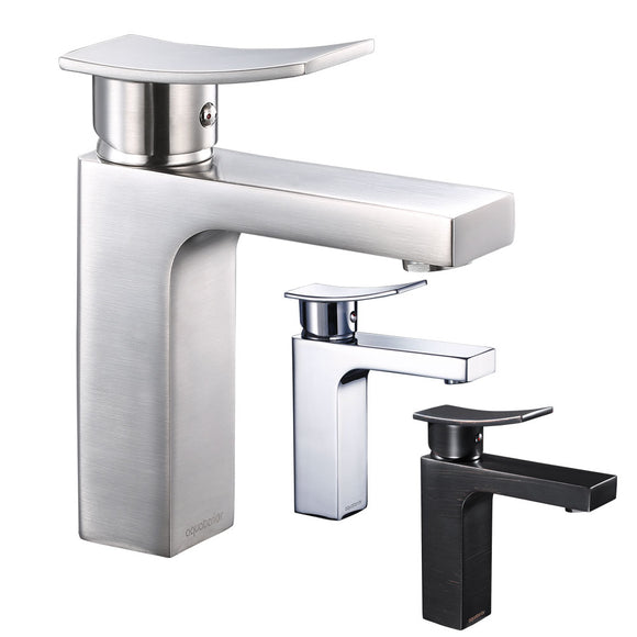 Yescom Bathroom Faucet Single Hole Square 1-Handle Cold Hot 7.5