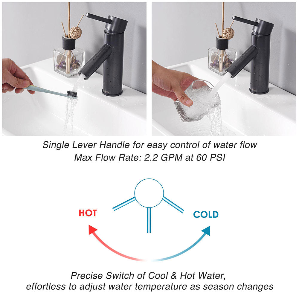 Yescom Bathroom Faucet Single Hole 1-Handle Cold Hot 7.5"H Image