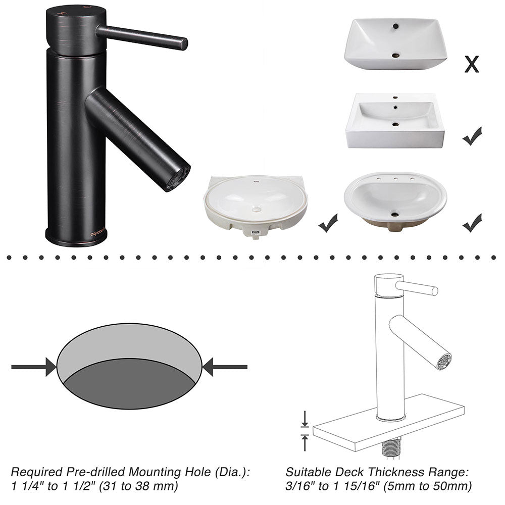 Yescom Bathroom Faucet Single Hole 1-Handle Cold Hot 7.5"H Image