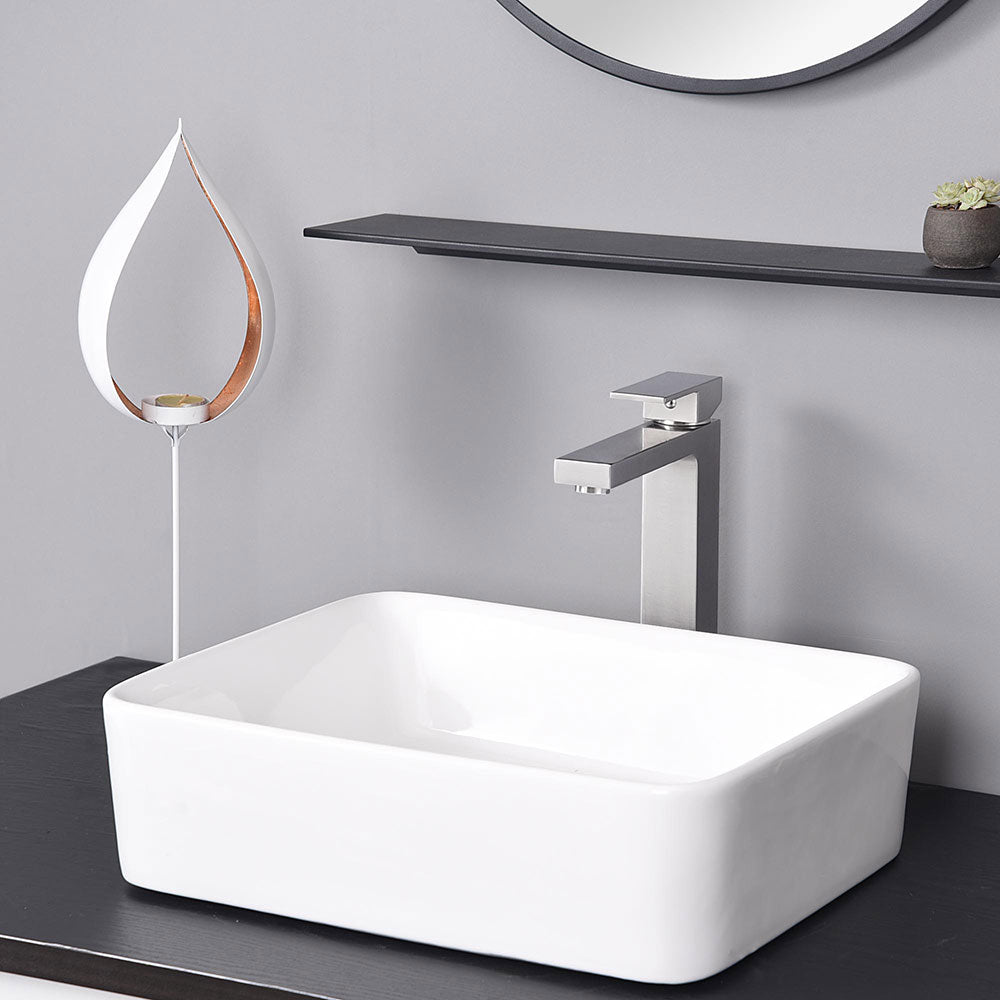 Yescom Bathroom Vessel Faucet Square Cold & Hot 10.4"H Image