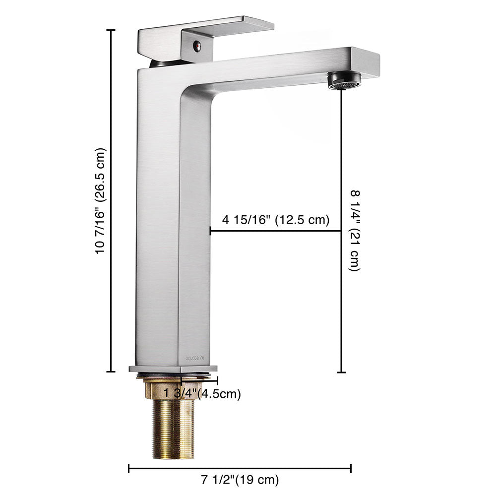 Yescom Bathroom Vessel Faucet Square Cold & Hot 10.4"H Image