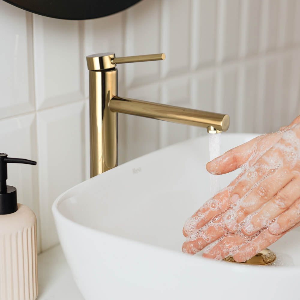 Yescom Single Handle Bathroom Faucet 13" Tall, Gold Image