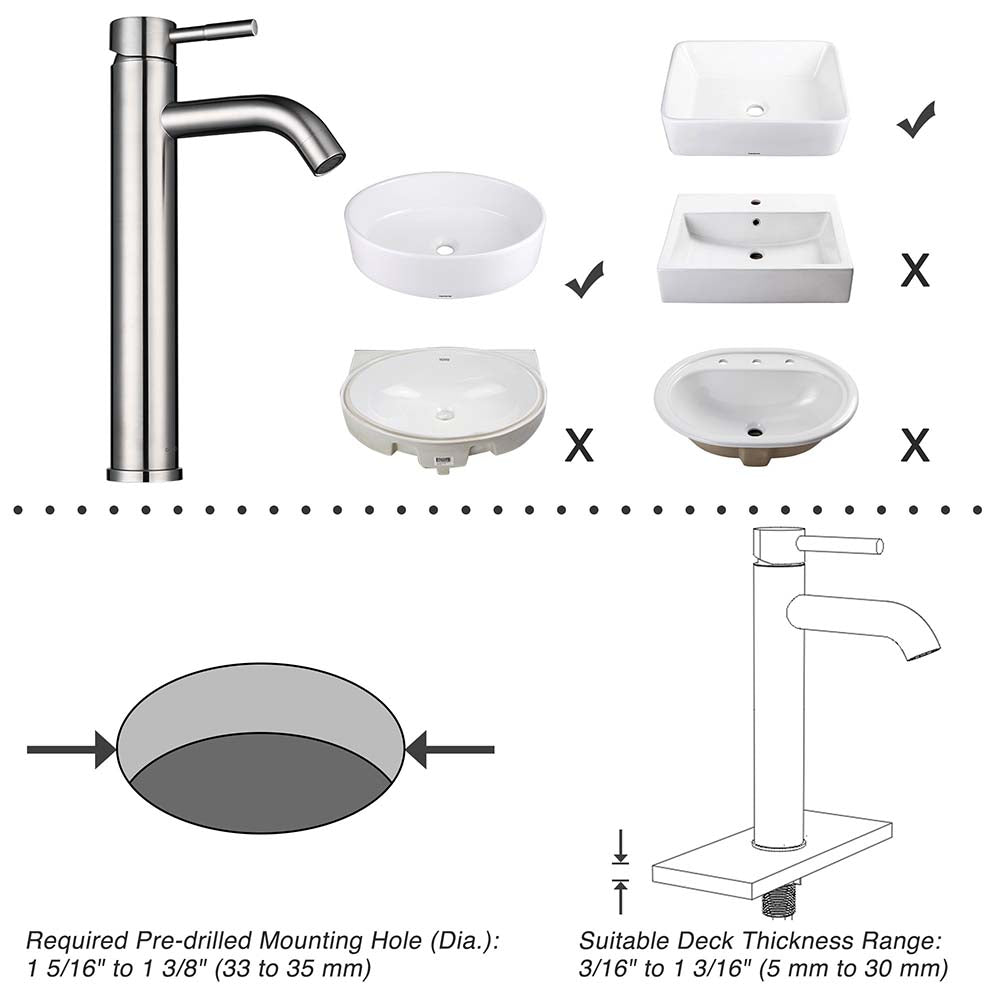 Yescom 12" Bathroom Bar Sink Vessel Faucet Finish Options Image