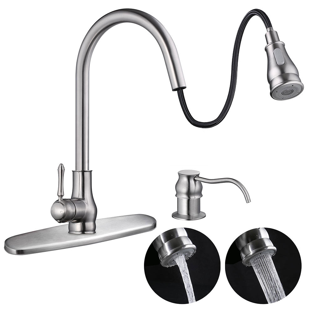 Yescom Pull-down Kitchen Bar Faucet Single-handle Finish Color Opt, Brushed Nickel Image