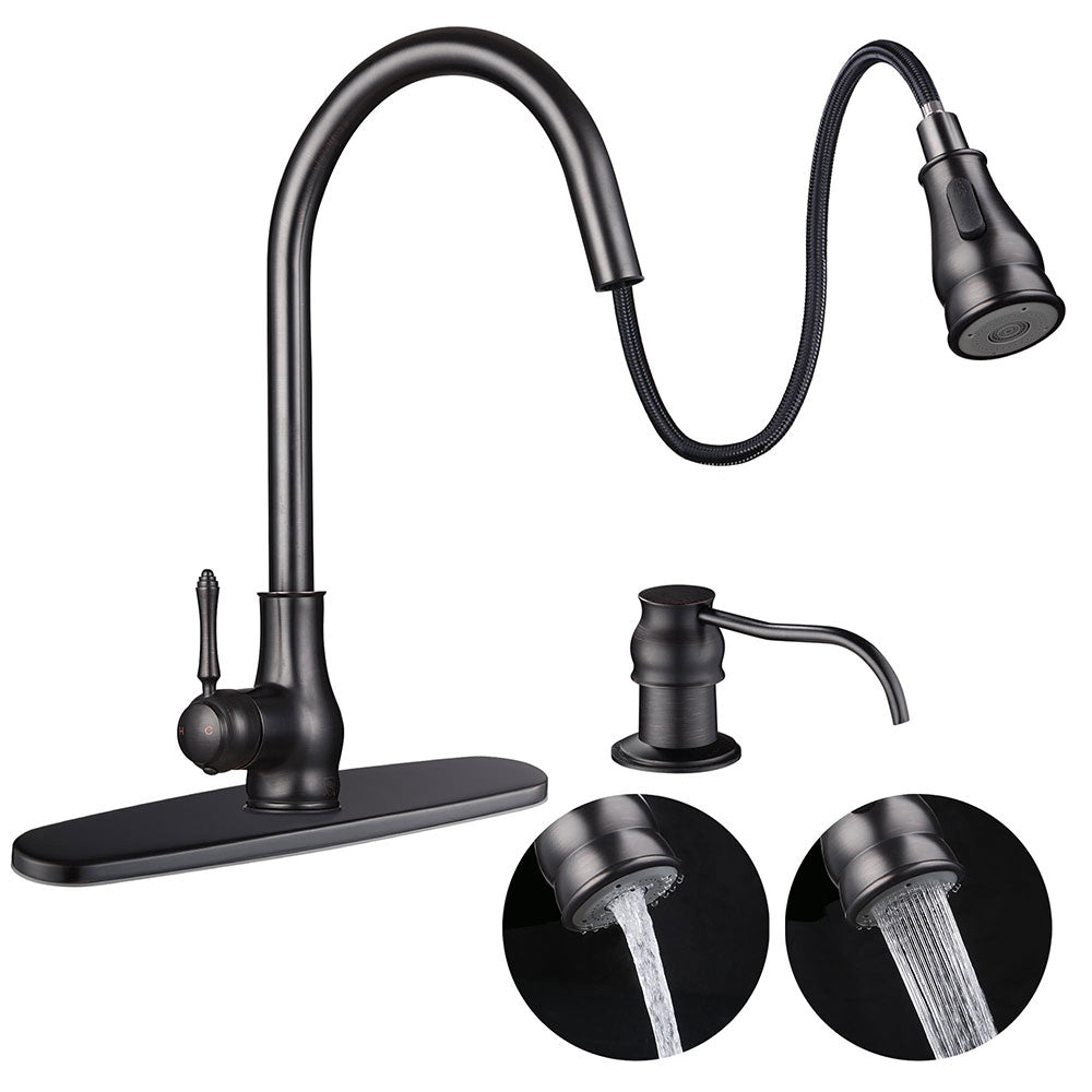 Yescom Pull-down Kitchen Bar Faucet Single-handle Finish Color Opt, Oil Rubbed Bronze Image